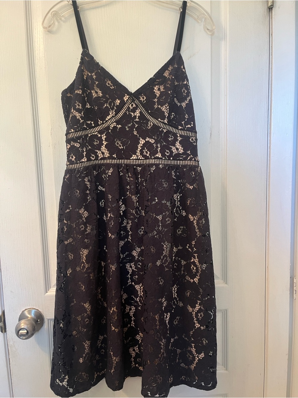 Black Lace Spaghetti Strap Fit & Flare Dress